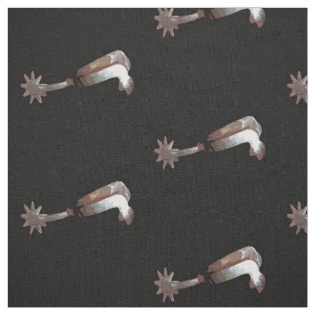 Western Silver Cowboy Spur auf Schwarz Stoff (Muster)