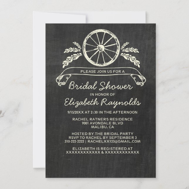 Western Slate Bridal Dusche Einladungen (Vorderseite)