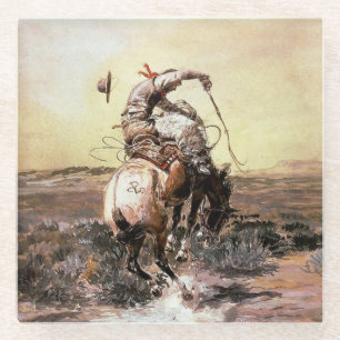 Western "Slick Rider" Kunst von Charles M. Russell Glasuntersetzer