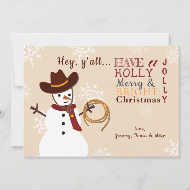 Western Snowman Holiday Card Einladung (Vorderseite)