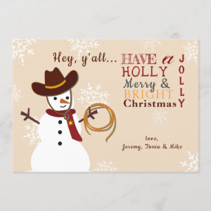 Western Snowman Holiday Card Einladung