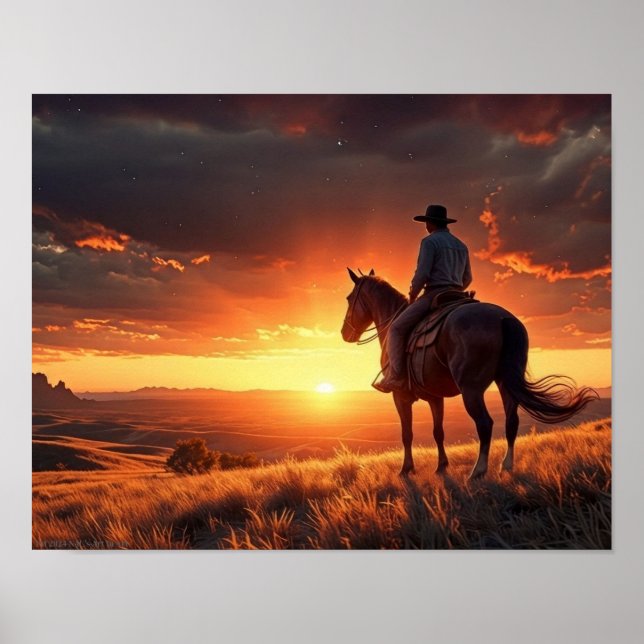 Western Sonnenuntergang (11 x 14) Poster (Vorne)
