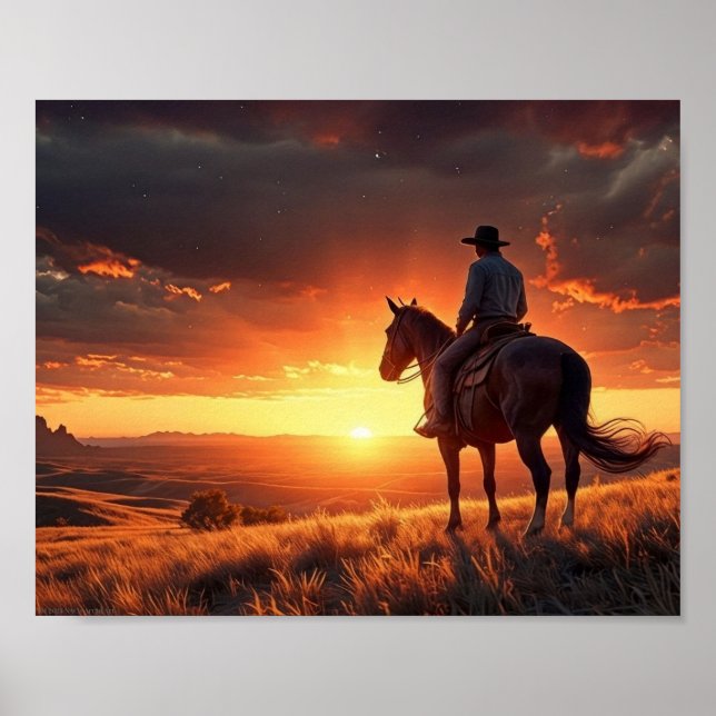 Western Sonnenuntergang (8 x 10) Poster (Vorne)