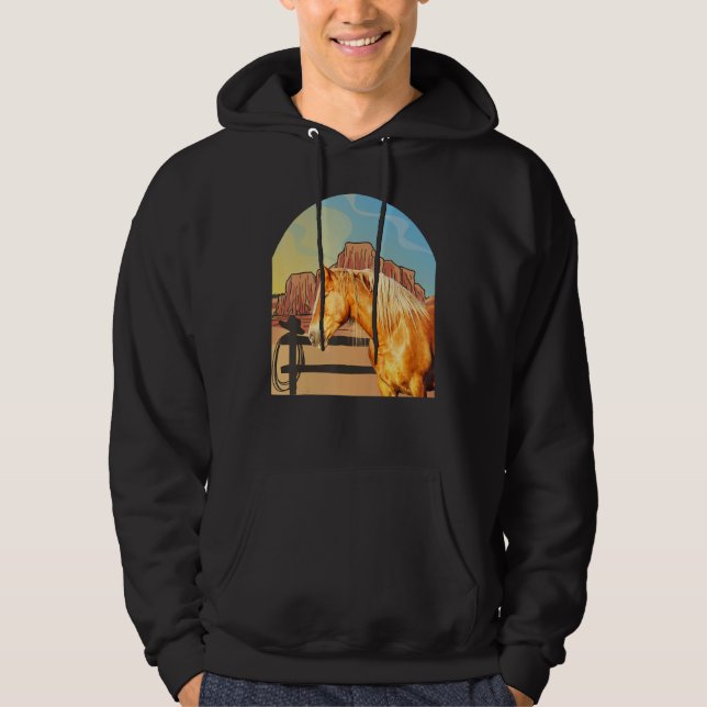 Western Sorrel Stock Horse in Western Landscape Hoodie (Vorderseite)