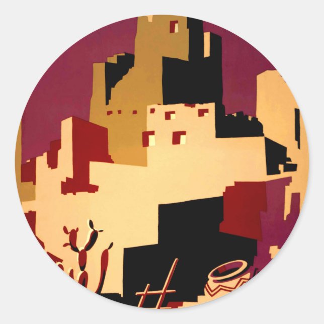 Western Southwest Pueblo WPA National Runder Aufkleber (Vorderseite)