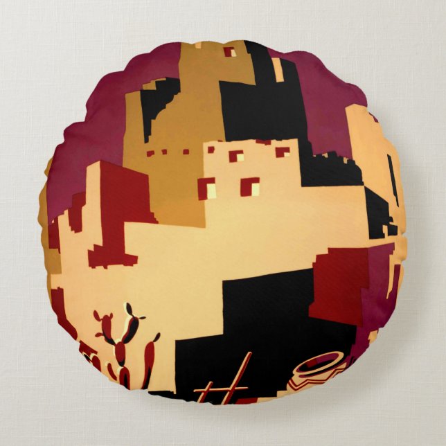 Western Southwest Pueblo WPA National Rundes Kissen (Vorderseite)