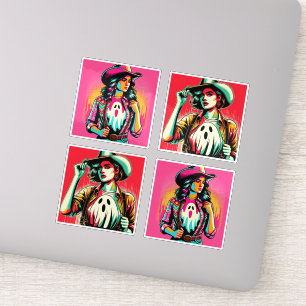 Western Spooky Cowgirls mit Ghost-Stickern Aufkleber