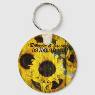 Western Stallenholz Gelbe Sonnenblumenhochzeit Schlüsselanhänger