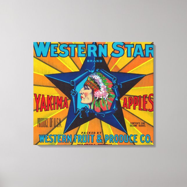 Western Star Apple Label - Yakima, WA Leinwanddruck (Vorderseite)