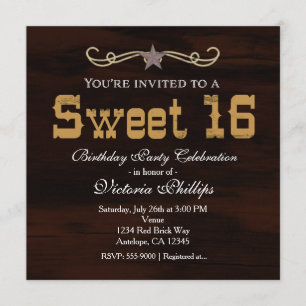 Western Star Country SWEET 16 GEBURTSTAG Einladung