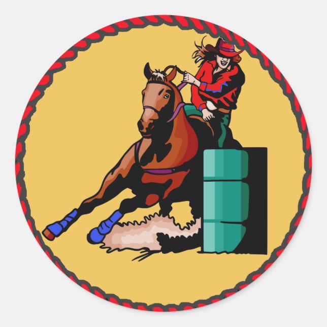 Western Sticker Cowgirl Barrel Racing (Vorderseite)