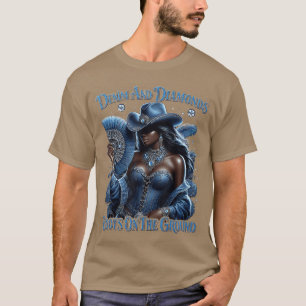 Western-Stiefel Onhe Ground Denim und Diamonds Cow T-Shirt