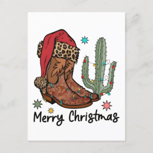 Western Stiefel Santa Frohe Weihnachten Stiefel Xm Einladungspostkarte
