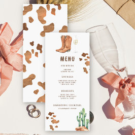 Western-Stiefel und Brautparty-Menü Menükarte