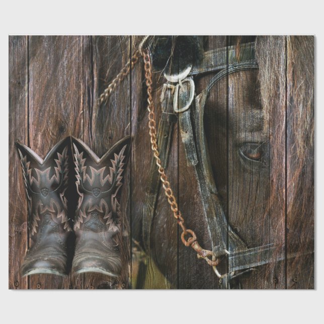 Western Stiefel und Cowboystiefel Geschenkpapier (Flach)