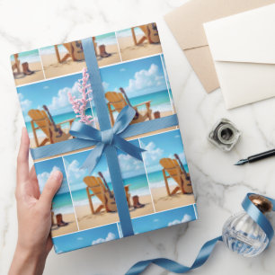 Western Stiefel und Gitarre am Strand Geschenkpapier