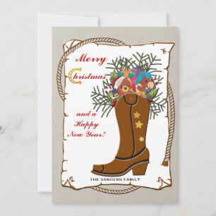 Western-Stiefel-Weihnachtskarte Feiertagskarte