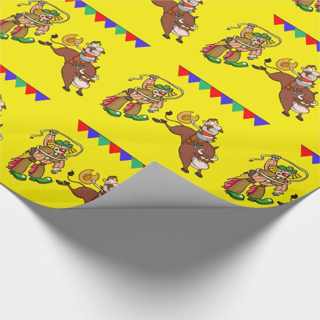 Western-Stier-Reiter und Geschenkpapier (Ecke)