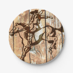 Western sträubender Cowboy-Papier-Teller Bronco Pappteller