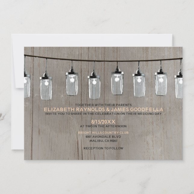 Western String Lights Hochzeit Einladungen (Vorderseite)