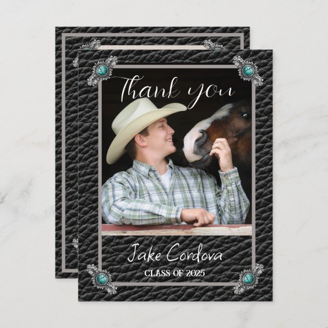 Western Style Abschluss Foto Danke Karte (Vorne/Hinten)