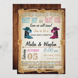 Western Style Baby Reveal Dusche einladen Einladung