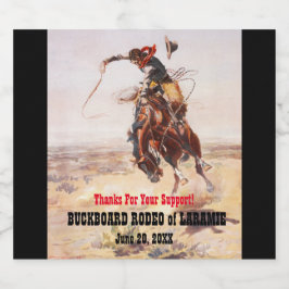 Western Style Cowboy und Bucking Horse Rodeo Bierflaschenetikett