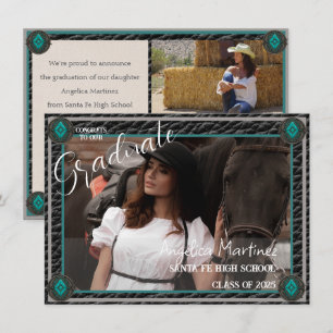Western Style Cowgirl Foto Flat Announccard Ankündigung