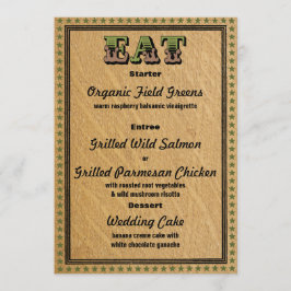 Western Style Empfang PartyAbendmenü Menükarte