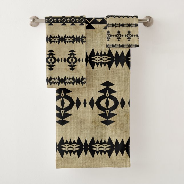 Western Style Geo Muster Badhandtuch Set (Insitu)