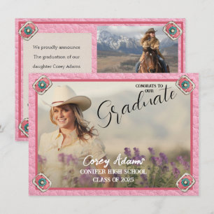 Western Style Rosa Cowgirl Foto Abschlussankündigu Ankündigung