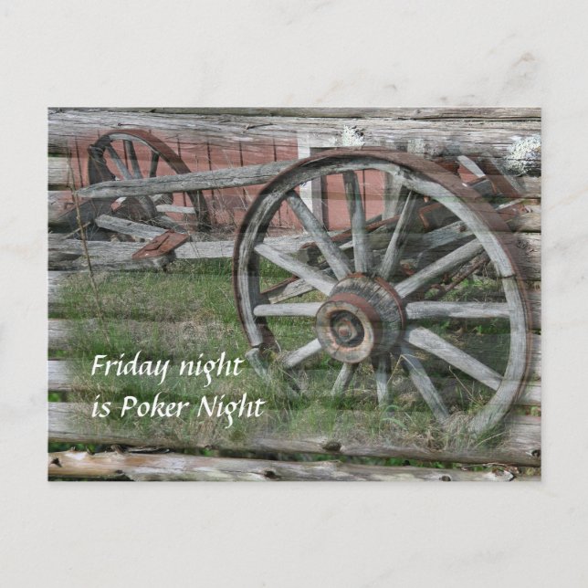 Western Style Rustic Wagenrad Postkarte (Vorderseite)