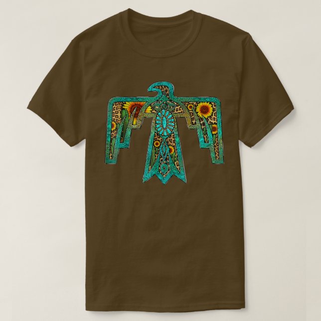 Western Sunflower Türkise Indianerin Thunde T-Shirt (Design vorne)