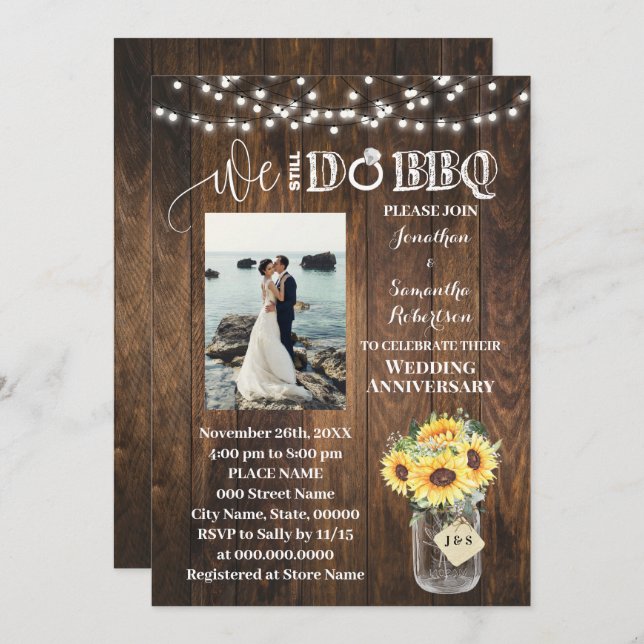Western Sunflowers We still do Wedding Anniversary Einladung (Vorne/Hinten)