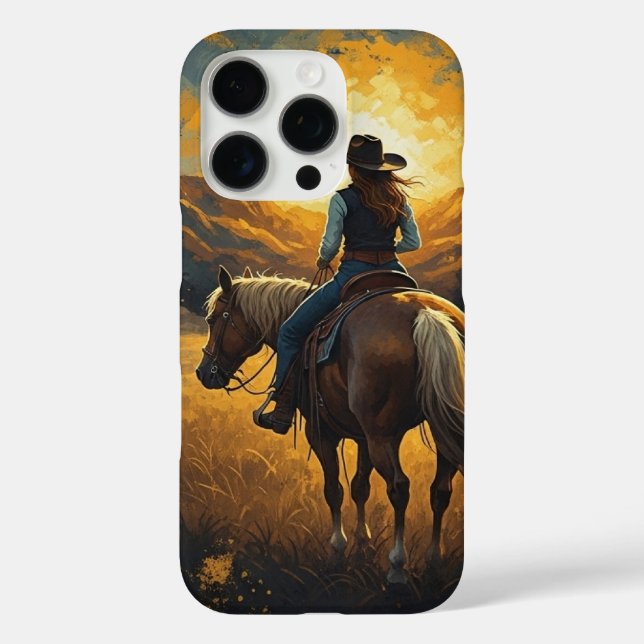Western Sunset Cowgirl iPhone protection case (Rückseite)