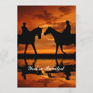 Western Sunset Horseback Riding Cowboy Silhouette Einladung