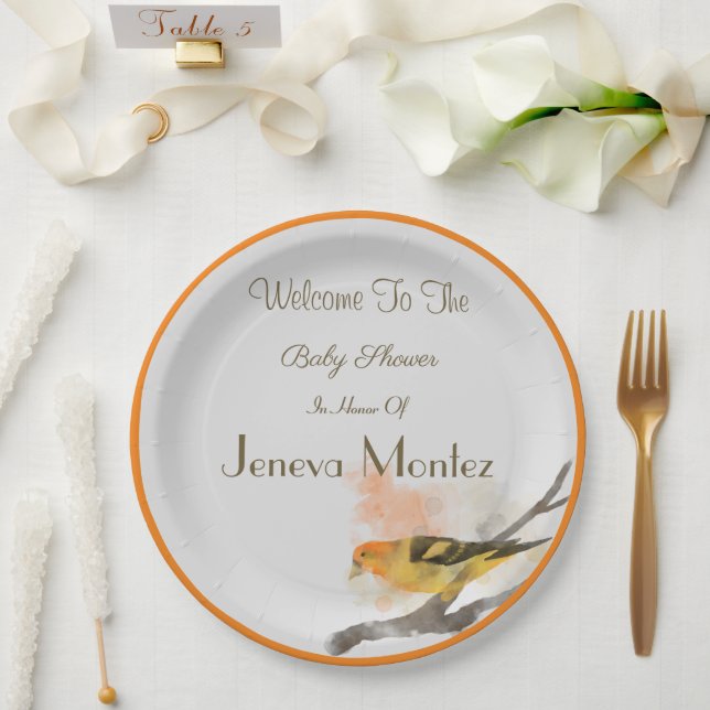 Western Tanager Gelbe Vogelzweig Pappteller (Hochzeit)