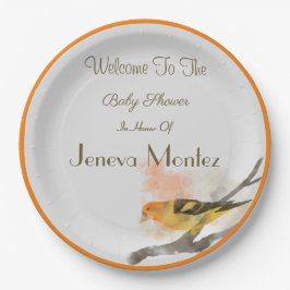 Western Tanager Gelbe Vogelzweig Pappteller