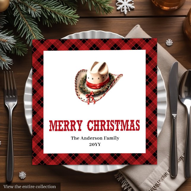 Western tartan napkins red black Christmas decor Serviette (Western tartan napkins red black Christmas decor

)