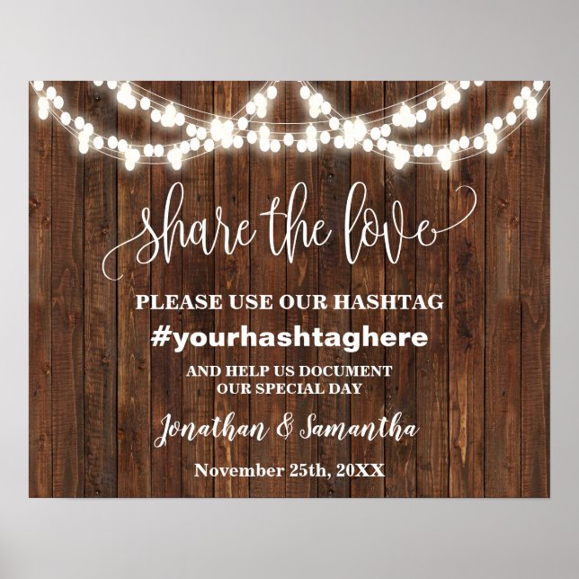 Western teilen die Liebe Unser Hashtag-Hochzeitssy Poster (Vorne)