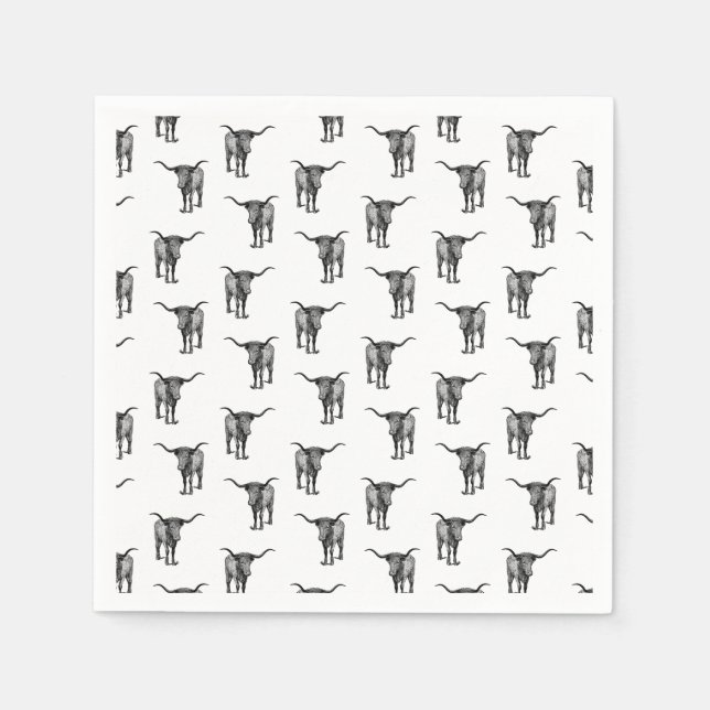 Western Texas Longhorn Bull CUSTOM BG FARBE Serviette (Vorderseite)