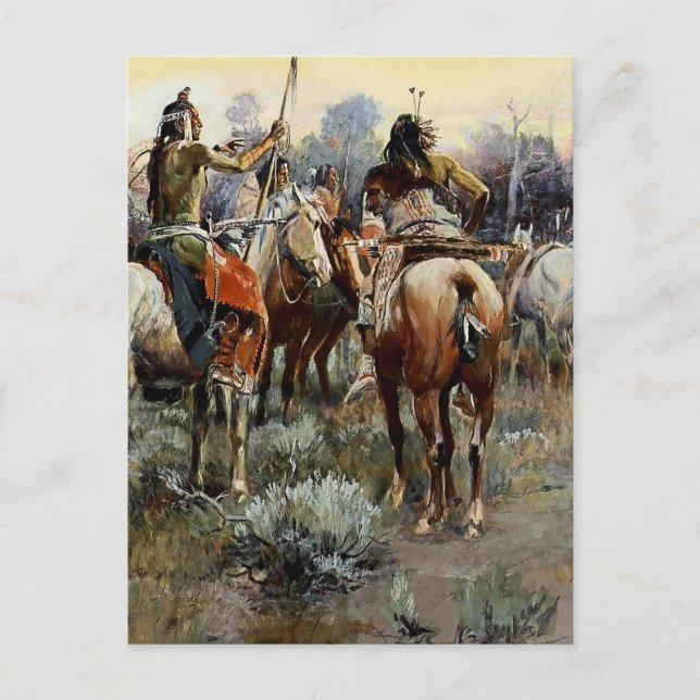 Western "The Truce" Art von Charles M Russell Postkarte (Vorderseite)