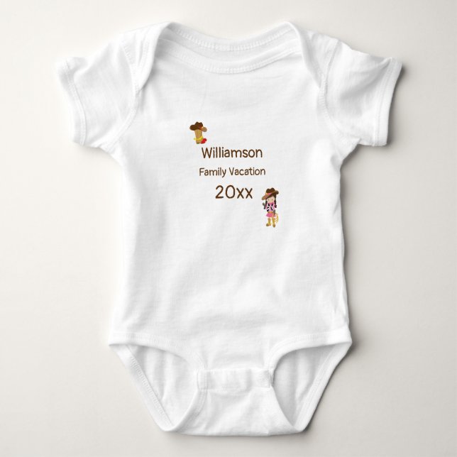 Western Thema Cowboy Familienurlaub Personalisiert Baby Strampler (Vorderseite)