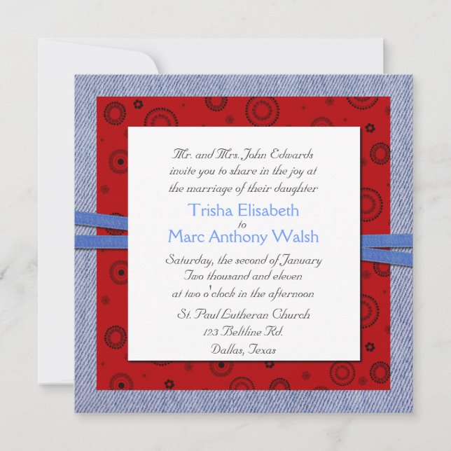 Western-Thema Hochzeit Einladung (Vorderseite)