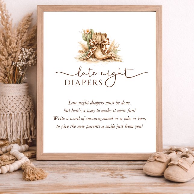 Western Theme Baby Shower Late Night Diapers Poster (Von Creator hochgeladen)
