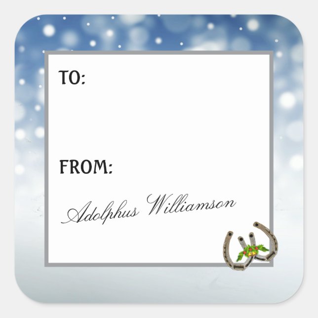 Western theme Horseshoes and Holly Quadratischer Aufkleber (Vorderseite)