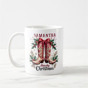 Western Theme Howdy Christmas Cowgirl Boots Kaffeetasse