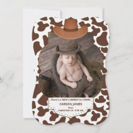 Western Theme Little Cowboy New Baby Foto Ankündigung