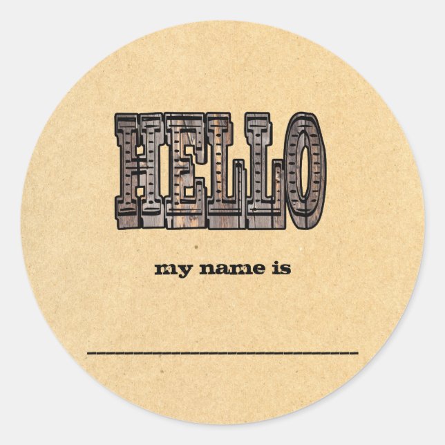 Western-Theme-Namensaufkleber Runder Aufkleber (Vorderseite)