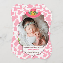 Western Theme Pink Cowgirl New Baby Foto Ankündigung